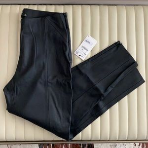 Black Faux Leather Zara Side Zip Pants
